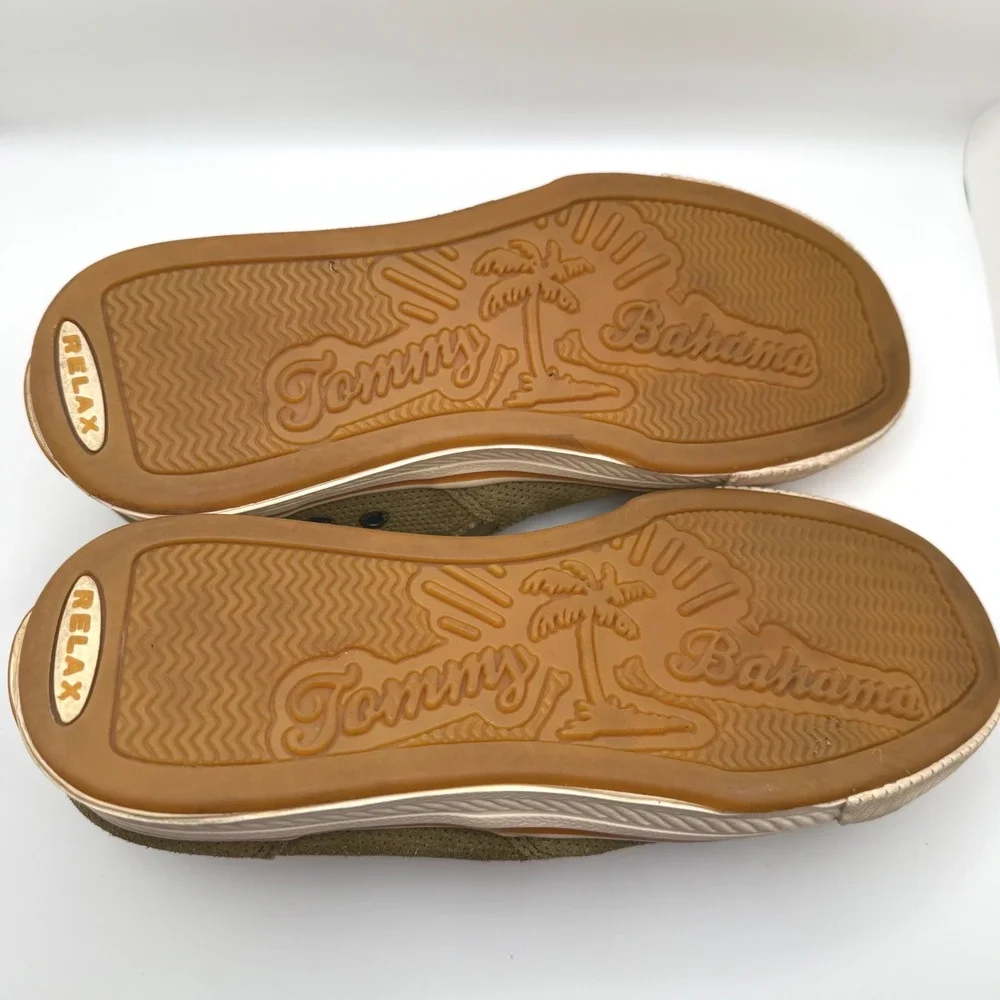 Tommy Bahama Speakeasy Dark Khaki Perforated Slip On Loafer Casual Shoes‎ Size 7